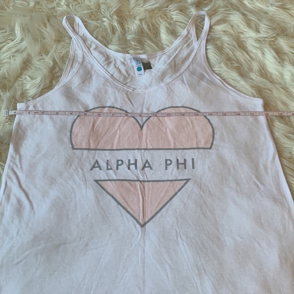 Brand New Never Worn White Pink and Silver Alpha Phi Hear Tank Top Size Small - Picture 4 of 6